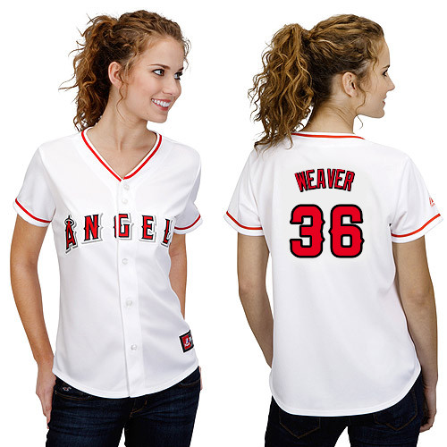 Jered Weaver #36 mlb Jersey-Los Angeles Angels of Anaheim Women's Authentic Home White Cool Base Baseball Jersey